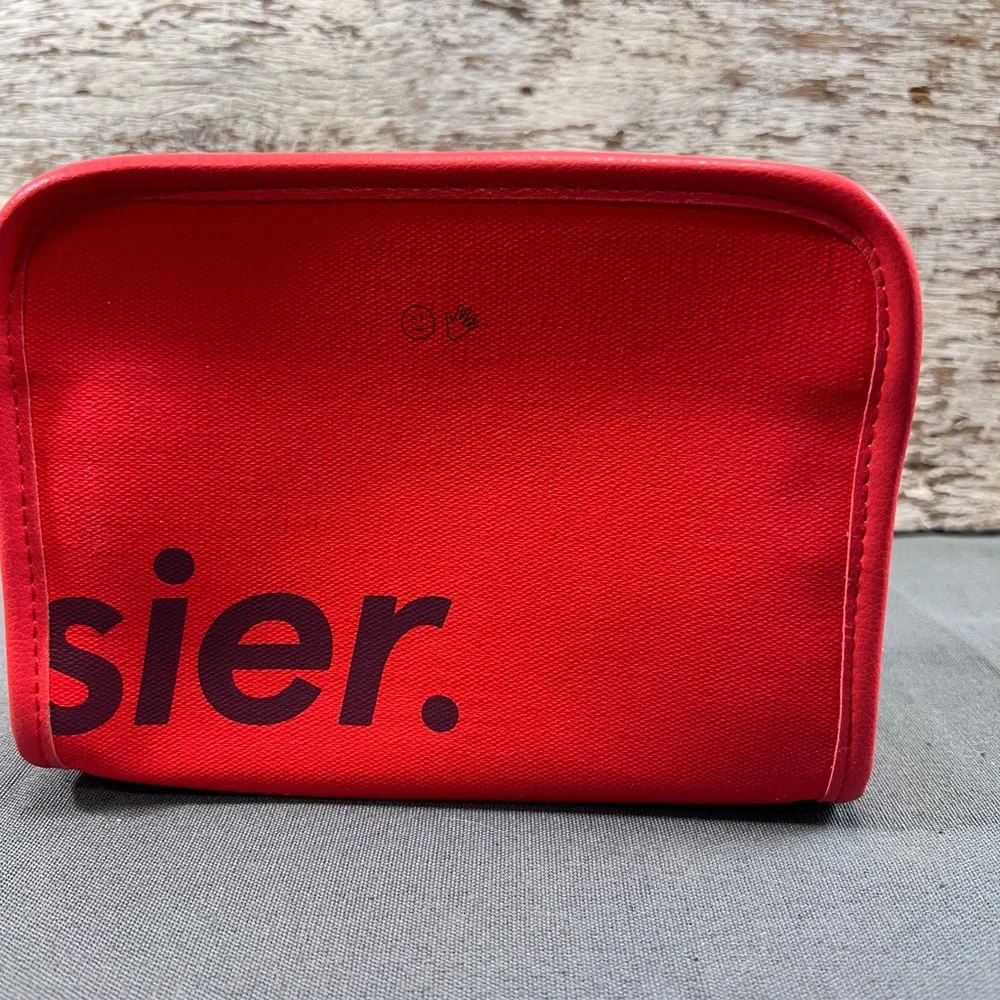 glossier small red atlanta beauty bag limited edition NWT - Picture 3 of 3